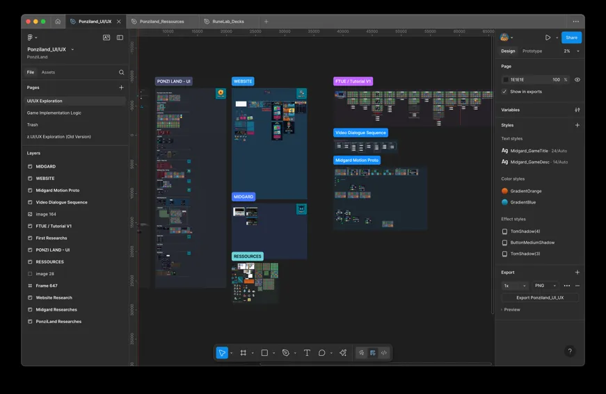 Collaborative Figma design space for the project